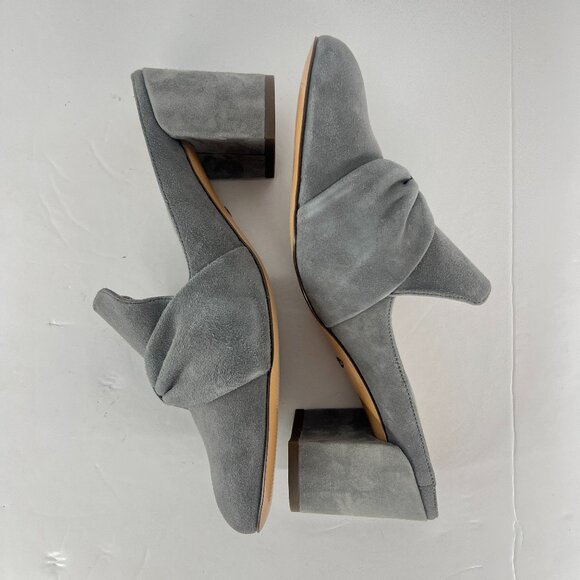 Sz 8- Vionic Plaza Presley Grey Suede Bow Front Square Toe Block Heeled Mules‎ - Picture 6 of 14